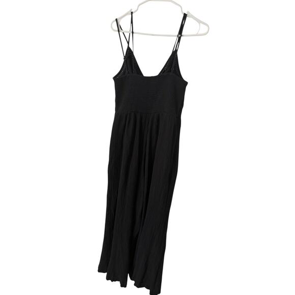American Eagle Women's Vneck Black Strappy Wide Leg‎ Jumpsuit Fully Lined Large - Picture 2 of 7